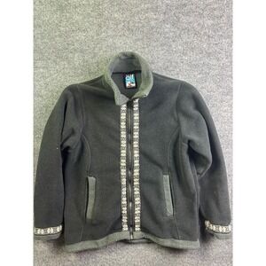 Vintage Alf Fleece Glacier Jacket Womens S Green Gray Geometric‎ Trim Zip Up USA
